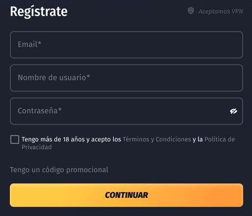 Registration at Deliriumbet casino